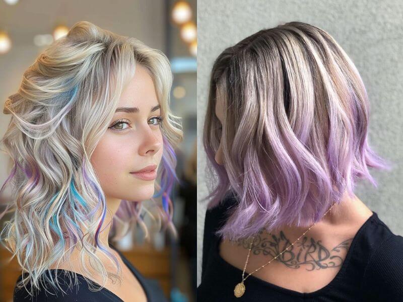 Lavender under blonde locks