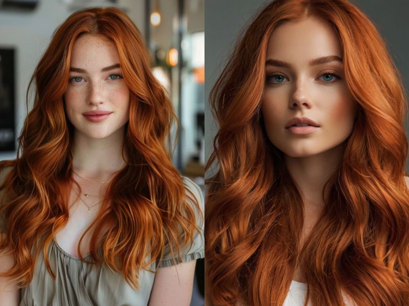 One of the red hair color ideas is copper red