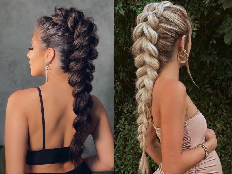 Braiding ponytail creates a chic and sophisticated look