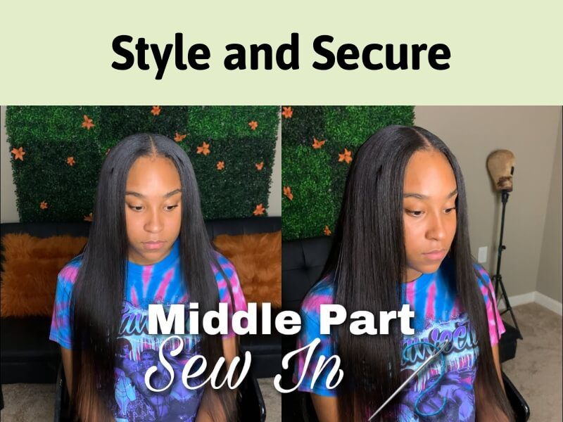 Step 7 of the middle part sew in tutorial: Styling