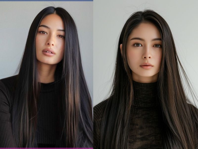 Sleek and straight hairstyle