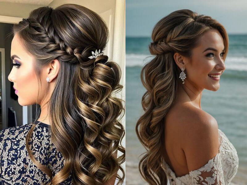 Half-up twist is an excellent choice among easy graduation hairstyles