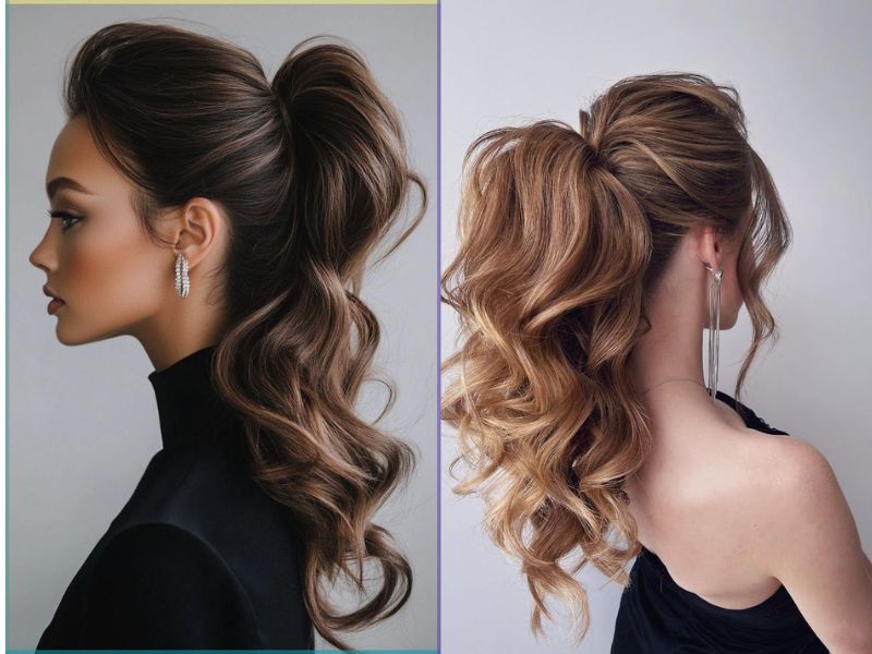 Classic ponytail with a voluminous teased version