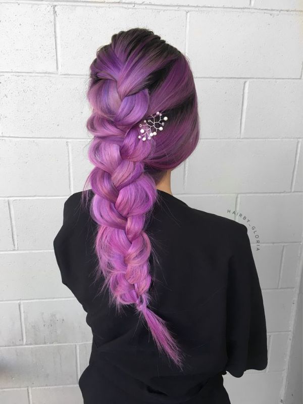 French Twist with Purple Highlights