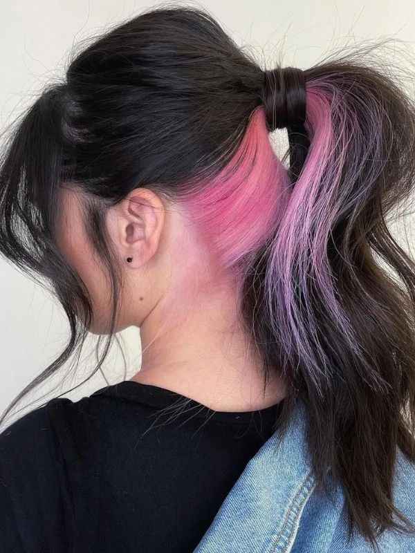 Sleek Ponytail with Peek-a-Boo Purple