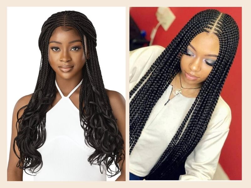 Middle part braiding pattern for sew in with leave out