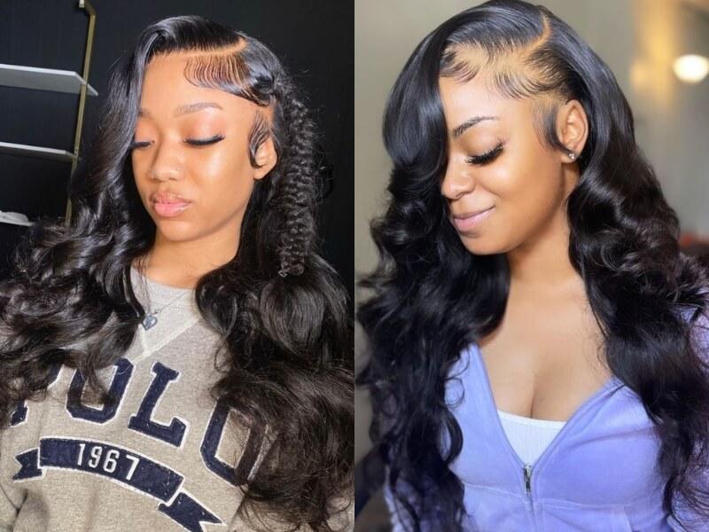 Side part hairstyles with a closure sew in