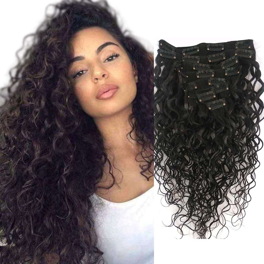 Curly clip-in extensions