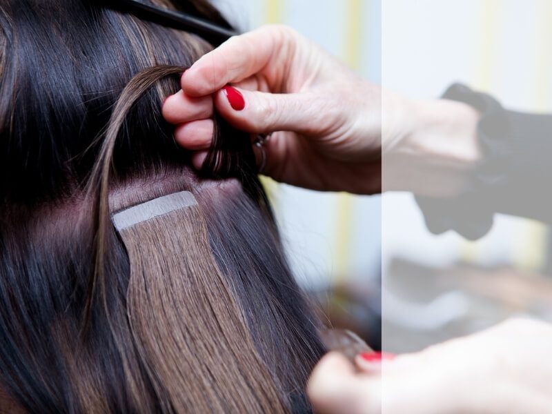 Tape-in extensions typically last 6–8 weeks when applied to the scalp