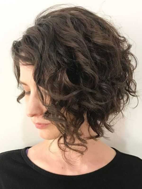 Curly Asymmetrical Frontal Lace Bob Wig hairstyle