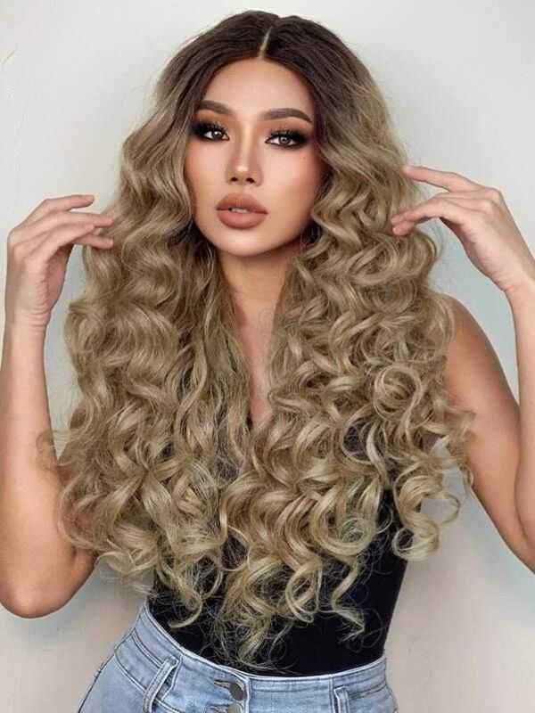 Ombre Frontal Curly Wig