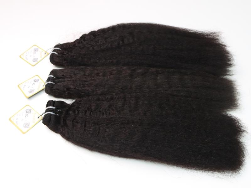Kinky Straight Machine Weft Hair Extensions