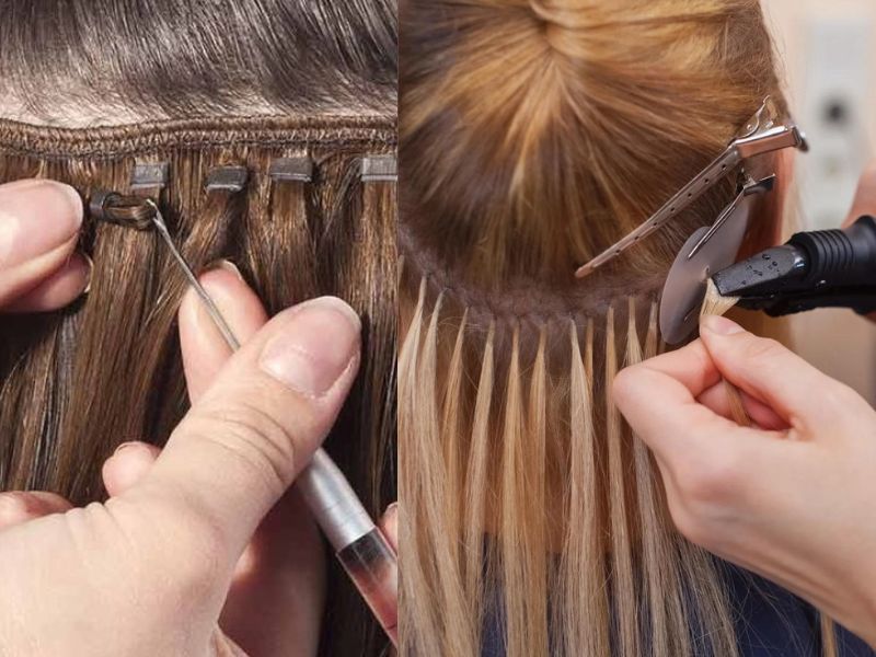 Weft beaded hair extensions vs keratin tip 