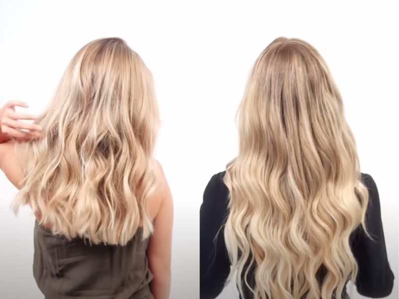 Before and after of i tip extensions install