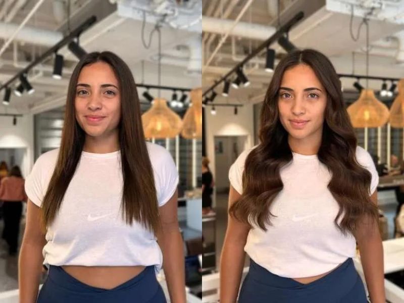 Texture transformation – keratin hair extensions before and after