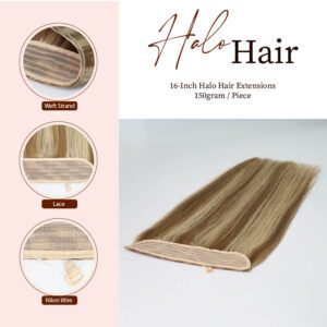 16-Inch Halo Hair Extensions 150gram per Piece