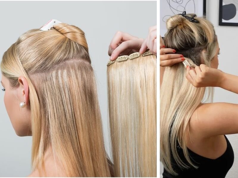 Apply clip-in hair extensions