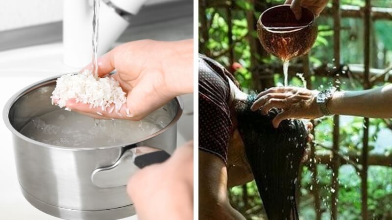 Rice water is effective for nourishing the hair.