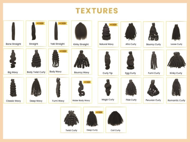 Different hair type chart of Luxshine Hair