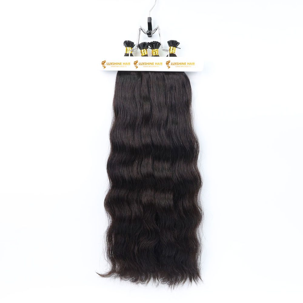 Flat Tip Hair Extensions Natural Color Natural Wavy - #1B