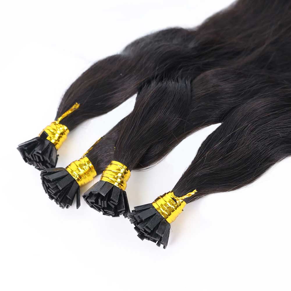 Flat Tip Hair Extensions Natural Color Natural Wavy - #1B