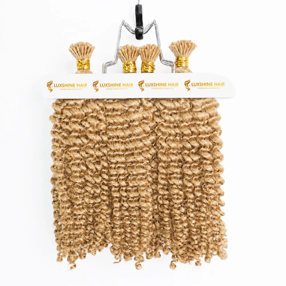 I Tip Extensions Deep Curly 15 05 2026 3 - Luxshine Hair I-Tip Extensions Light Blonde Deep Curly