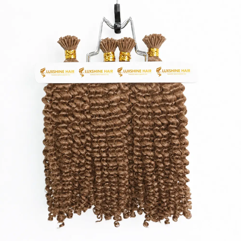 I-Tip Extensions Light Brown Deep Curly