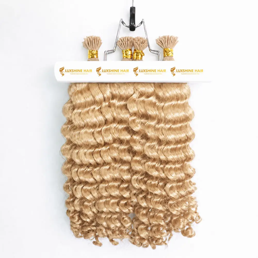 I Tip Extensions Deep Wavy 15 05 2026 3 - Luxshine Hair I-Tip Extensions Light Blonde Deep Wavy