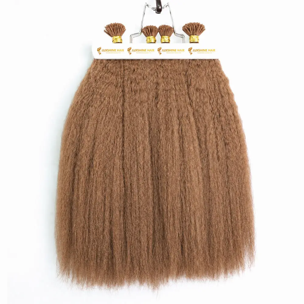 I-Tip Extensions Light Brown Kinky Straight