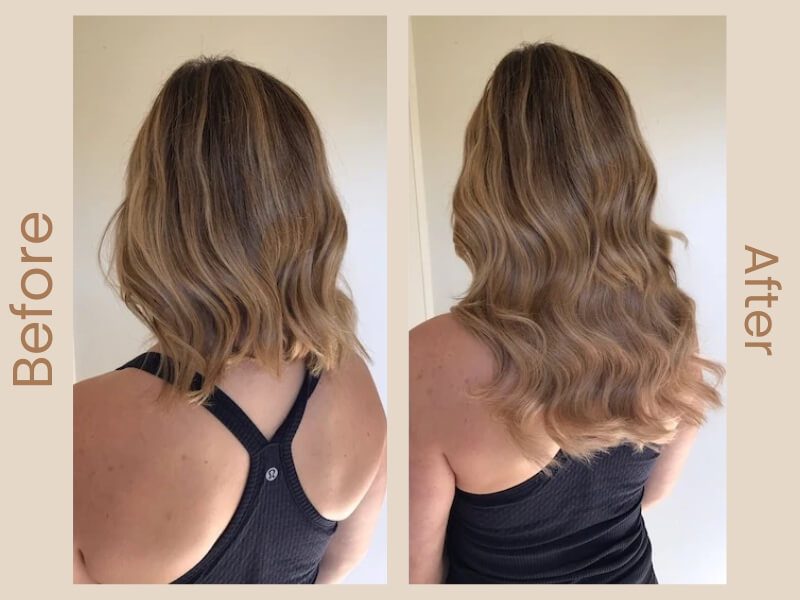 Short hair halo hair extensions before and after transformation