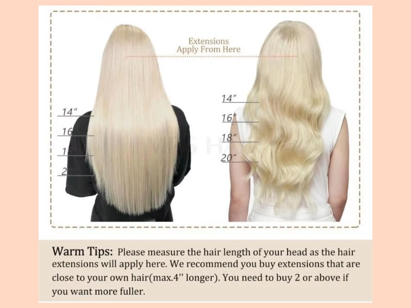 Determine desired halo hair extensions length