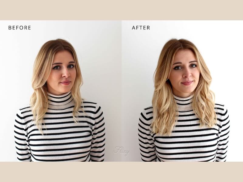 Halo hair extensions on short hair before and after