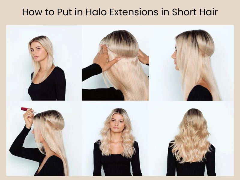 How to put halo extensions in short hair step by step