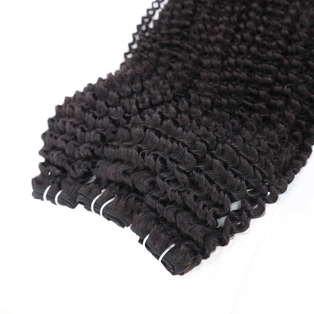 Machine Weft Hair Extensions Natural Color Deep Curly - #1B