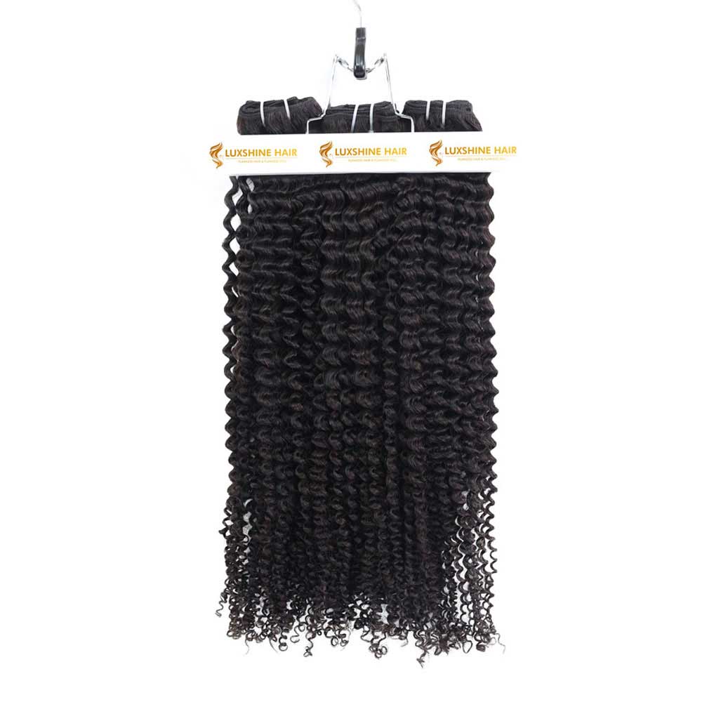 Machine Weft Hair Extensions Natural Color Deep Curly - #1B