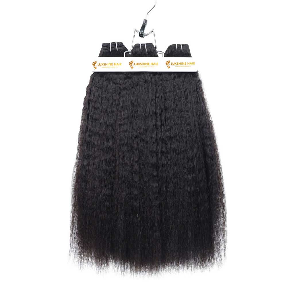 Machine Weft Hair Extensions Natural Color Kinky Straight - #1B