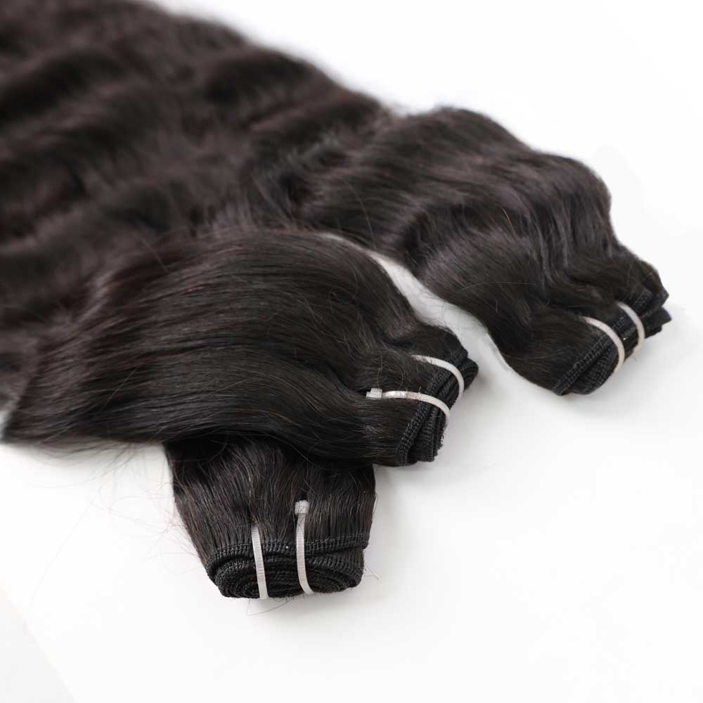 Machine Weft Hair Extensions Natural Color Natural Wavy - #1B