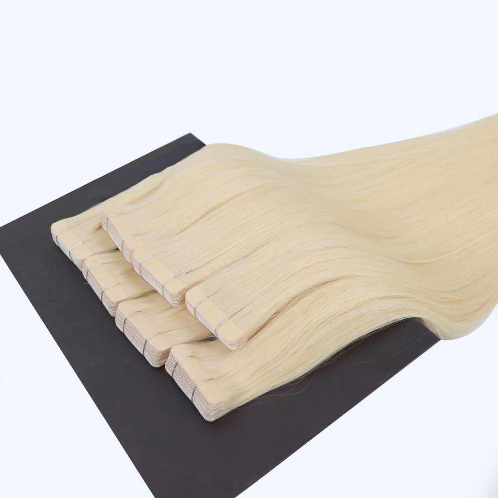 Normal Tape In Hair Extensions White Blonde Natural Straight - #PL01