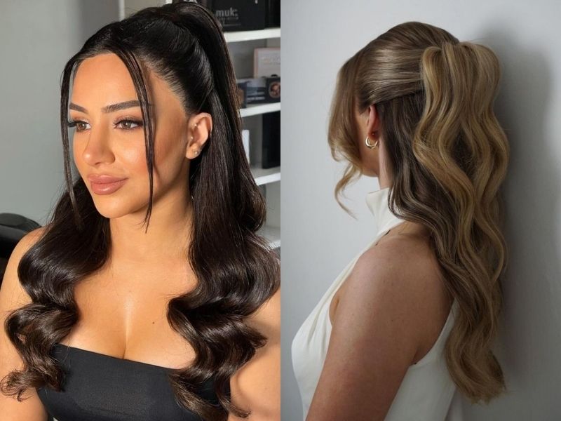 Half-up, half-down hairstyles