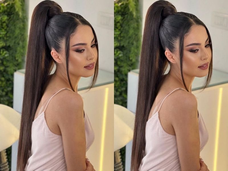 The sleek ponytail is a timeless hairstyle