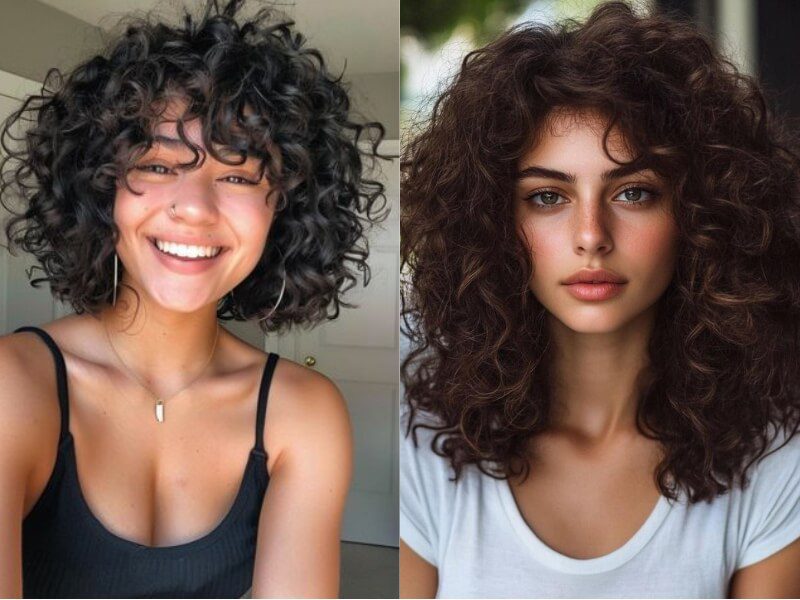 Short curly hair spans 8-12 inches