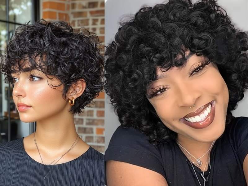 Very short curly hair typically ranges from 4-8 inches when stretched