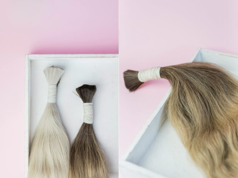 Gently brush the bundles to remove knots and tangles before dyeing