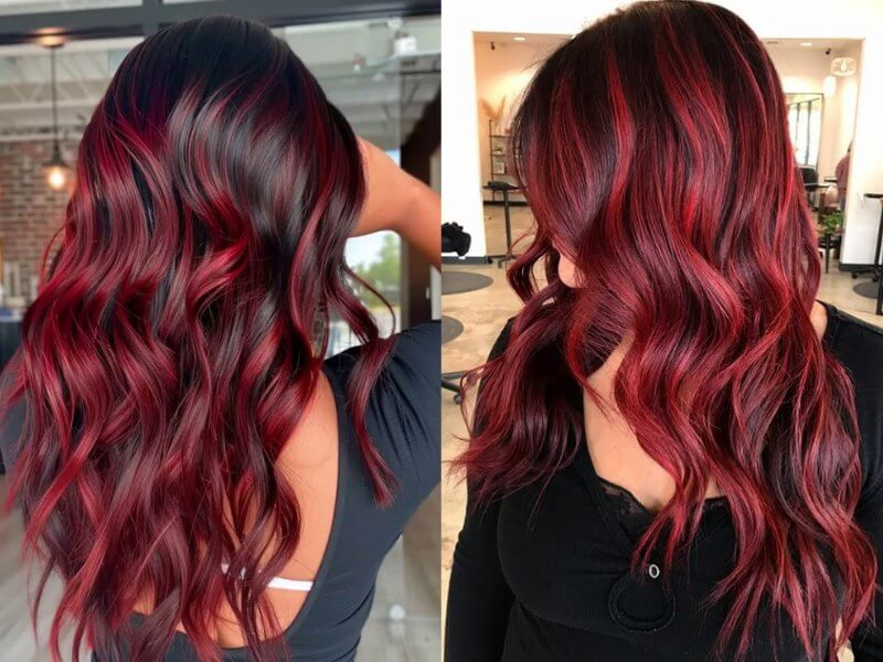 Red balayage adds vibrancy and depth