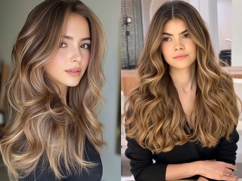 Caramel balayage gives a soft, blended look that flatters all skin tones