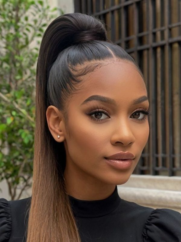 Black Girl Straight Hairstyles 11 - Luxshine Hair Sleek high ponytail black girl straight hairstyles