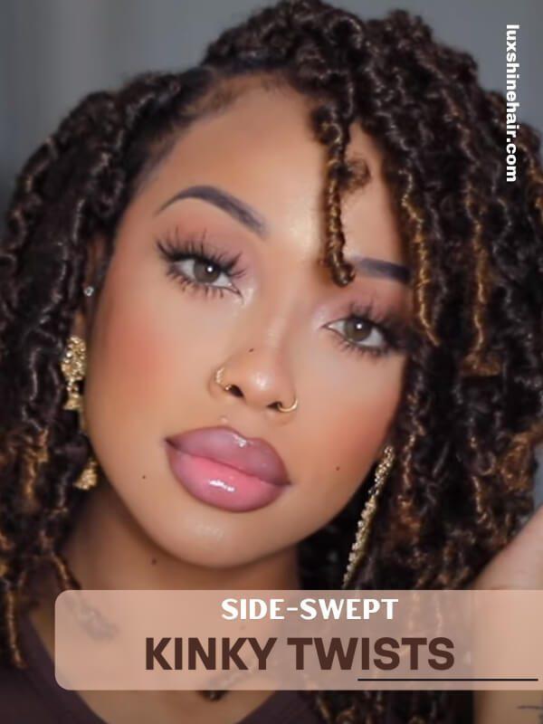 Kinky Twist Hairstyles 1 - Luxshine Hair Side-Swept Kinky Twists