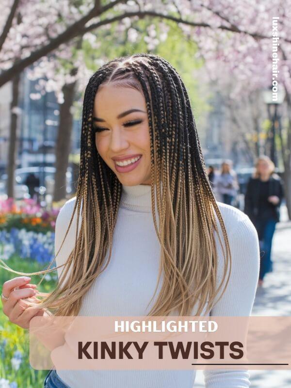 Kinky Twist Hairstyles 19 - Luxshine Hair Highlighted Kinky Twists