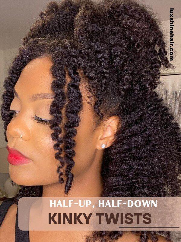Kinky Twist Hairstyles 3 - Luxshine Hair Half-Up, Half-Down Kinky Twists