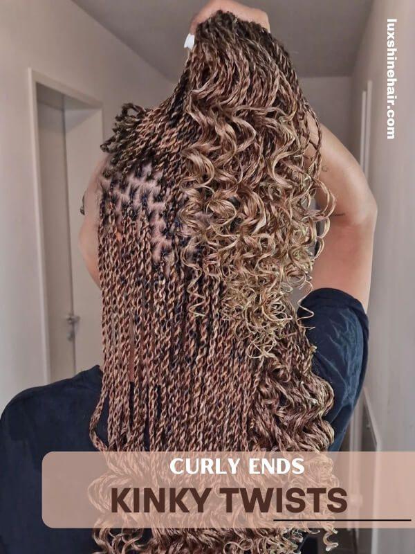 Kinky Twist Hairstyles 8 - Luxshine Hair Medium-Length Twists with Curly Ends